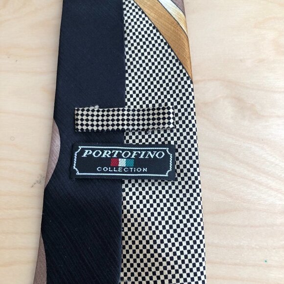 Vintage Portofino Collection Handmade Silk Necktie - Checks & Swirls - Picture 2 of 8